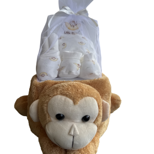 8-Piece Pure Cotton Baby Gift Basket –Monkey Collection