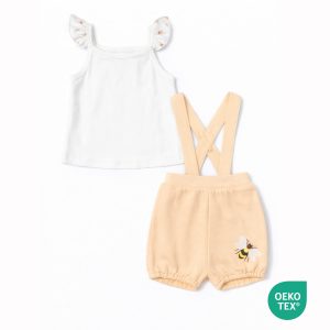 Baby girl top Suspender shorts set