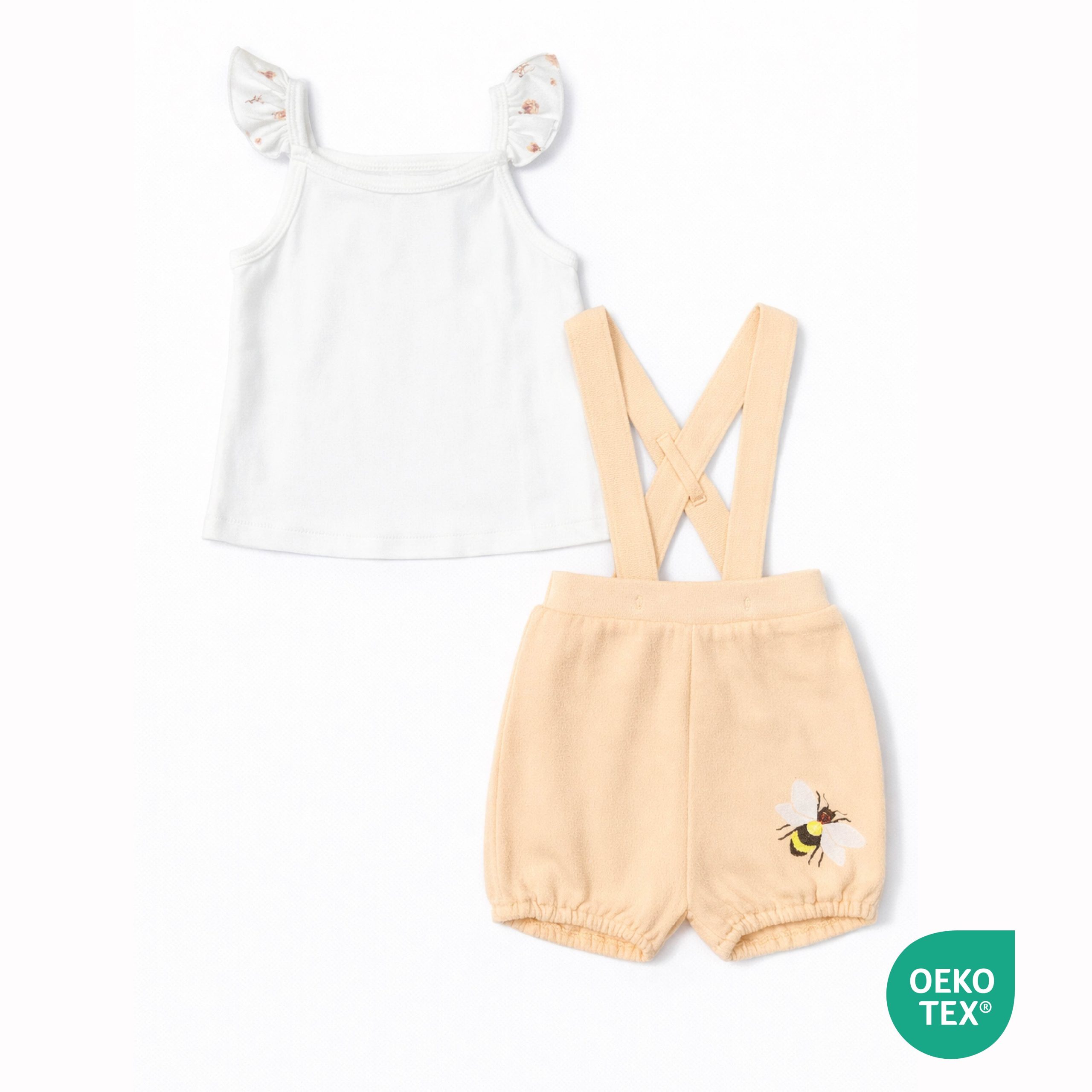 Baby girl top Suspender shorts set