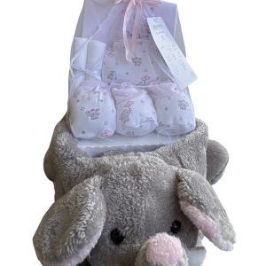 8-Piece Pure Cotton Baby Gift Basket – Elephant  Collection