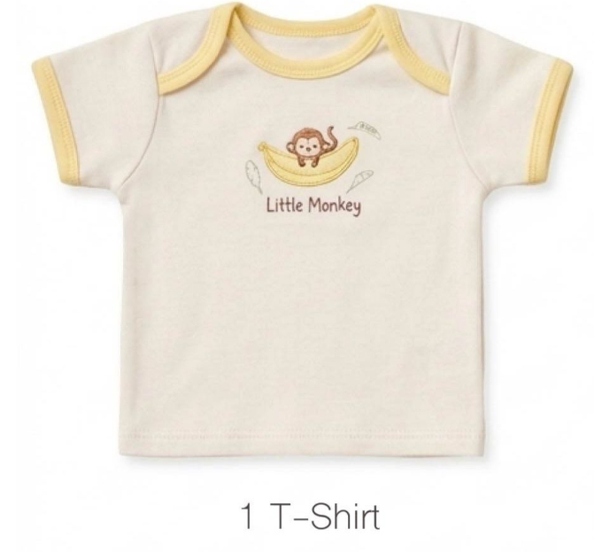 8-Piece Pure Cotton Baby Gift Basket –Monkey Collection - Image 3