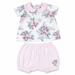 Pure Cotton Blossom Floral Top and Bloomers Set
