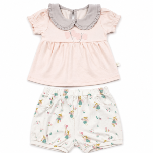 Pure Cotton Sweet Bunny Top and  Printed Shorts Set