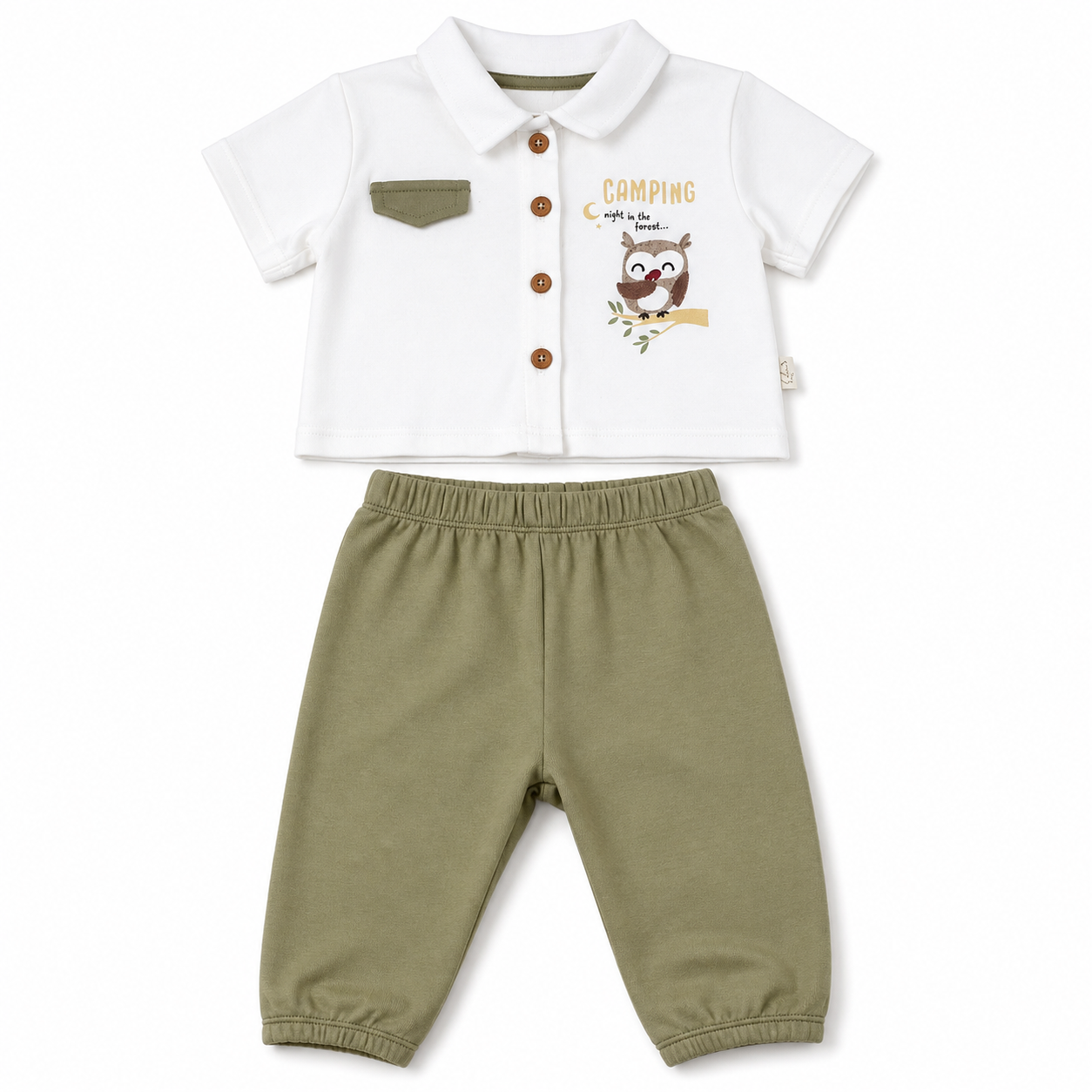 Pure Cotton Little Owl Polo and Pants Set - Image 2
