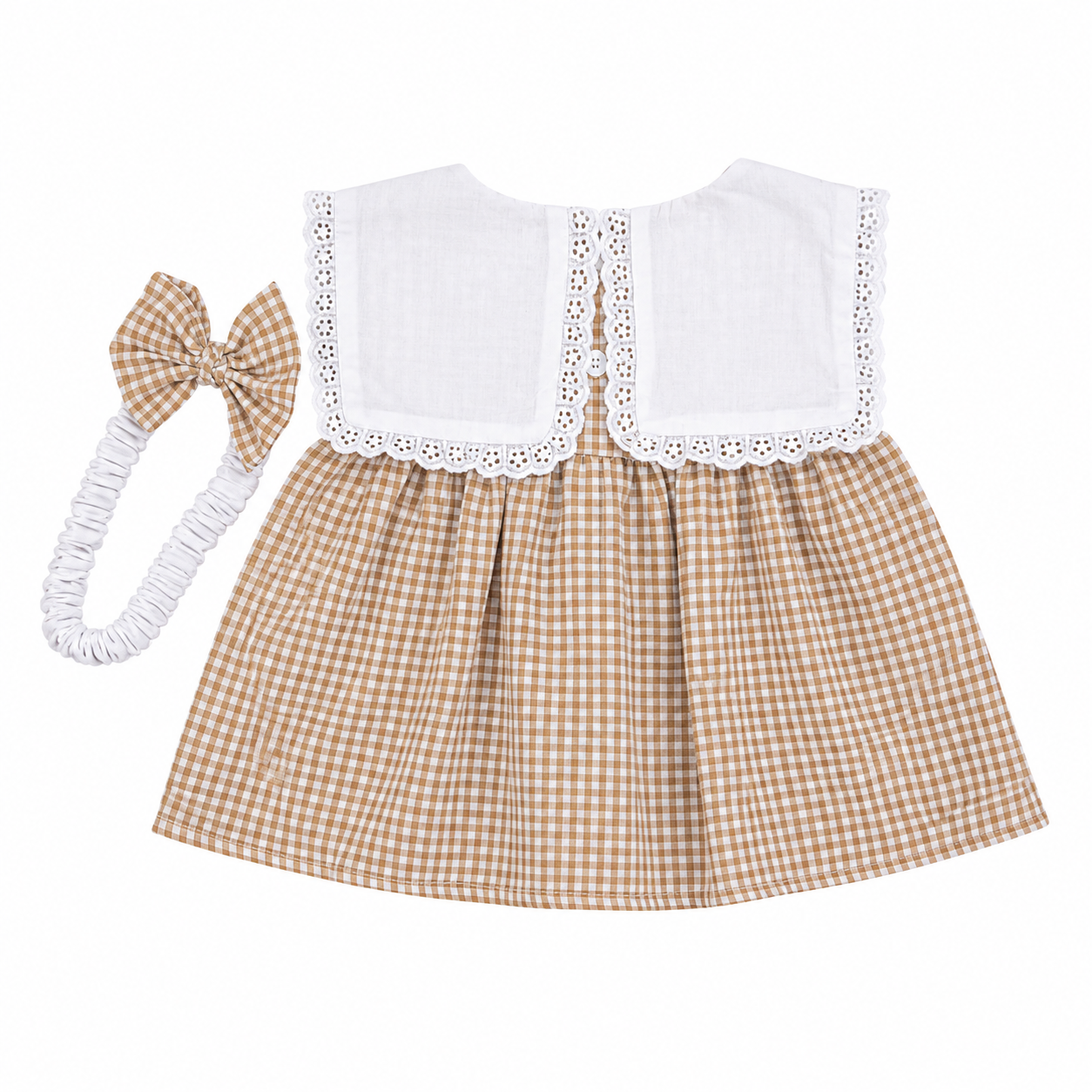 Pure Cotton Baby Golden Gingham 3-Piece Set - Image 3