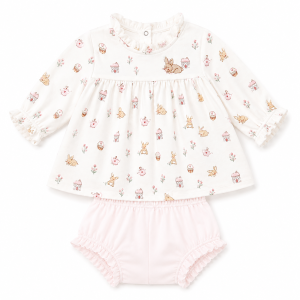 Pure Cotton Little Bunny Dress and Bloomers Set